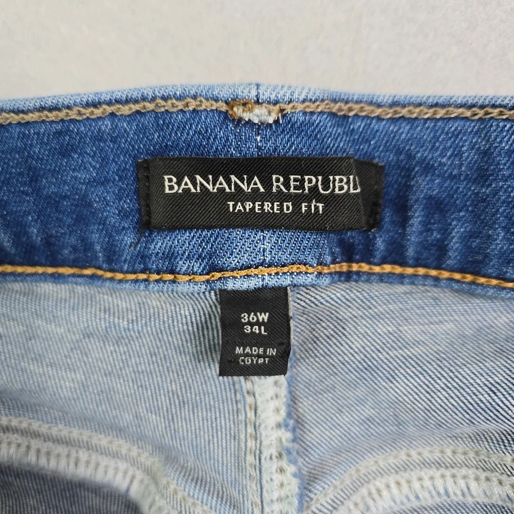 Banana Republic Tapered‎ Fit Jeans Mens 36x34 (36x33) Blue Medium Wash Stretch